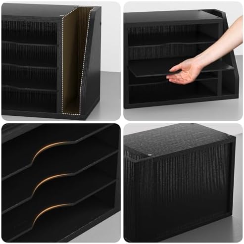Wooden Mail Organizer, Desk Organizer with 3 Adjustable Shelves - Image 4
