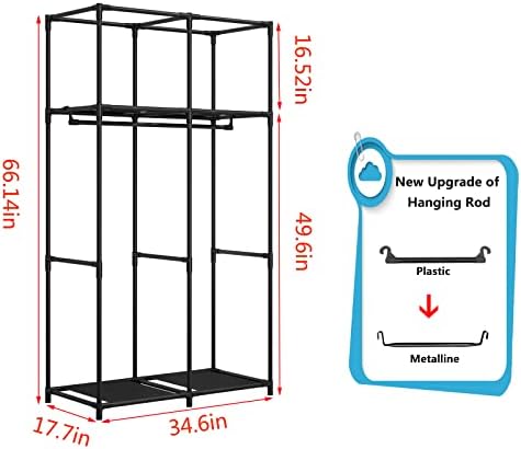 SORCEDAS Portable Closet Wardrobe with Hanging Rods Shelves Clothes Storage - Image 5