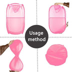 Collapsible Pop Up Laundry Hamper, Extra Large Mesh Foldable Laundry Basket, 28" x 16" x 16"(Pink) - Image 3