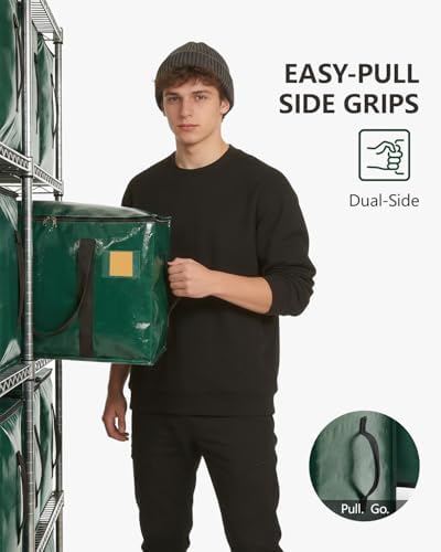 Heavy Duty Moving Bags Extra Large, Premium Storage Bags with Durable Zippers, Reinforced Handles, Moving Supplies for Clothes, Bedding, College Dorm Essentials, 8 Pack Green - Image 5
