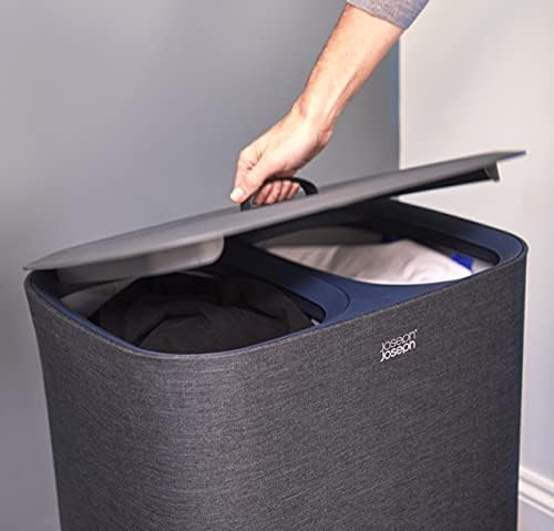 Joseph Joseph Tota 90 liter/23.8 gallon Laundry Hamper Separation Basket with lid, 2 Removable Washing Bags with Handles - Dark Blue - Image 3