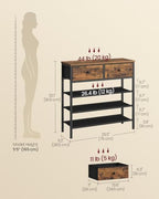 VASAGLE 4-Tier Shoe Rack, 2 Fabric Drawers, Steel Frame - Image 3