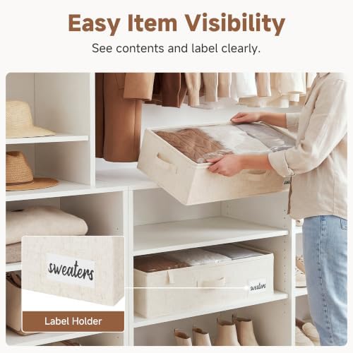 StorageWorks 5 Inch Low Profile Under Bed Storage Containers with Clear Lid | Reinforced Structure, Resists Sagging, Handles & Label Holder, Foldable Stackable Closet Storage for Clothes, Blankets, Toys - Image 3