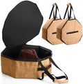 Wonderjune 2 Pcs Cowboy Hat Box for Storage Collapsible Sturdy Cowboy Hat Case with Handle for Men and Women Travel Storage Organizer Large Cap Bag for Closet (Brown) by Wonderjune