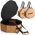 Wonderjune 2 Pcs Cowboy Hat Box for Storage Collapsible Sturdy Cowboy Hat Case with Handle for Men and Women Travel Storage Organizer Large Cap Bag for Closet (Brown) by Wonderjune