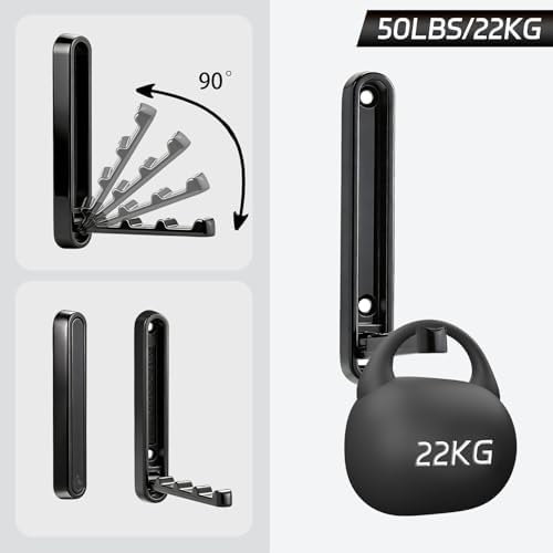 4.33 in Extended Folding Coat Hooks, 2 Pack Black Wall Hooks, Zinc Alloy - Image 4