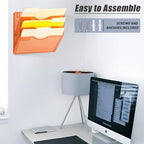 EASEPRES 3 Pocket Mesh Hanging Wall File Organizer, Wall Mounted Mail Paper Document Folder Holder, Clipboard Storage Organization Magazine Rack with Nametag Label for Office Home School, Orange - Image 6