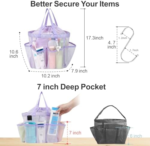 Mesh Shower Caddy Portable with Drawstring - 2-Handle Shower Bag for Dorm - Image 5