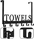Over The Door Hooks, Towel Holder for Bathroom, Mount Rack Metal Bath Hanger Bedroom Kitchen Pool Beach Bathrobe Wall Hooks (6 Hooks, Black). - Image 7