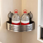 No-Drilling Corner Suction Cup Shower Caddy(1-Pack Gray),Rust-Proof and Durable Bathroom Organizer with Towel Bar & Hooks,Modern Large-Capacity Wall-Mounted Shower Shelf - Image 6
