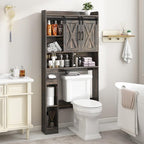 Vabches Over The Toilet Storage Cabinet with Sliding Doors, Dark Grey - Image 4