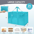 TICONN 6 Pack Extra Large Moving Bags Heavy Duty with Zippers & Carrying Handles, Durable Storage Bags Moving Boxes for Closet Organizers and Storage (6 Pack, Aqua) - Image 5
