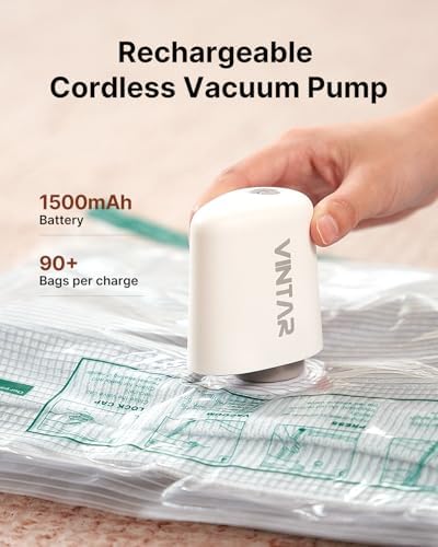 VINTAR 20 Pack Vacuum Storage Bags for Travel with Cordless Pump, Color - Image 3