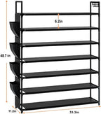OYREL Large Capacity 7 Tier Shoe Rack, Black, 33.3in Wide x 11.2in Deep x 48.7in Tall, Holds 28-35 Pairs of Shoes, Ultra-Minimalist Style, Waterproof and Durable - Image 3