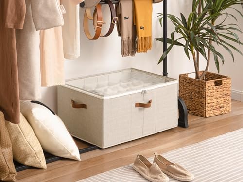 StorageWorks 24-Pair Large Shoe Storage Box, Adjustable Dividers, Taupe - Image 5