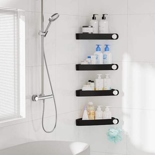 Sotfamily Plastic Shower Caddy Corner (for 90° Only), 4 Pack, Black - Image 4