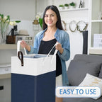 HomeHacks 75L Rolling Laundry Basket with 4 Wheels Collapsible Blue - Image 6