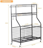 LUGO Heavy-Duty Rolling Sports Equipment Organizer – Ball Storage Rack with Lockable Wheels, Shelves, Baskets & Hooks – Garage, Home & Outdoor Sports Gear Holder for Basketballs, Toys, Helmets & More - Image 2