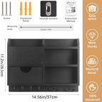 Key Holder Wall Mount, 14.5x11.2x3.5'' Larger 3-Tier Shelf 8 Hooks Drawer Storage,Wooden Key and Mail Holder for Wall,Farmhouse,Home,Living Room,House,Office Decor,Hats,Bag,Dog Leash Hanger Organizer - Image 2
