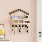 Key and Mail Holder for Wall, Wall Key Holder with Shelf, Key Rack Wall Mount, Wood Key Holder Wall Mount, Mail Organizer Wall Mounted, Entryway & Front Door Key Holder with 5 Hooks(White) - Image 4
