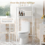 Over The Toilet Storage, Freestanding 2-Tier Bamboo Bathroom Shelves, Above Toilet Organizer for Home Washroom, Bathroom Decor (White) - Image 3