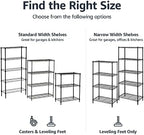 Amazon Basics 3-Shelf Adjustable Heavy Duty Storage Shelving Unit on 2" Wheels, Metal Wire Rack for Garage, Utility Shelving with Leveling Feet, 23.2"L x 13.4"W x 32.75"H, Black - Image 6