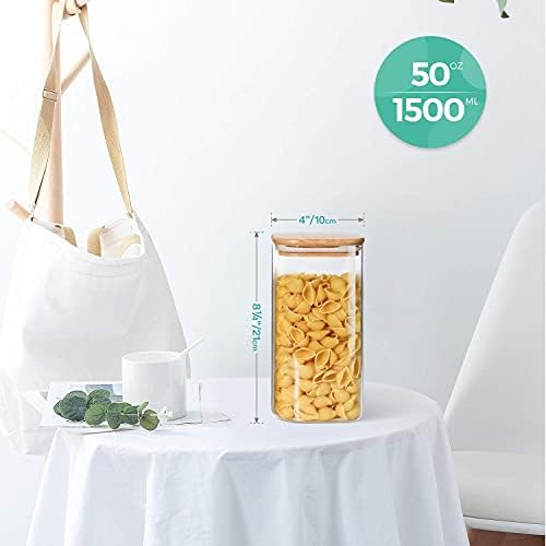 ComSaf Glass Storage Containers with Lids 1.6 Qt, Set of 3 Food Storage Jar - Image 5