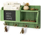 Key Holder Wall Mount with Chalkboard & 4 Key Hooks for Home Decor, Green by REBEEVISION