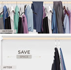 MORALVE Pants Hangers Space Saving - European Beechwood Scarf and Jean Hangers - Closet Organizer and Space Saver Pant Rack, Leggings Hanger, and Scarf Holder with 360° Swivel Hook (1 Pack) - Image 3