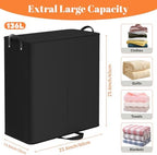136L 2 Section Laundry Hamper with Lid, Laundry Basket, Black - Image 2