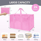 TICONN 2 Pack Extra Large Moving Bags Heavy Duty with Zippers & Carrying Handles, Durable Storage Bags Moving Boxes for Closet Organizers and Storage (2 Pack, Pink) - Image 5