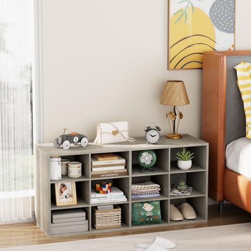 Garden 4 you Shoe Storage Bench, Cubby Shoe Rack with 12 Cubbies, 3-Tier Wood Shoe Rack Organizer, Shoe Organizer Cabinet for Entryway, Hallway, Closet and Garage, Grey - Image 7