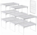 NiHome 8-Pack Stackable Plastic Kitchen Storage Shelf Foldable Rack, White by NiHome