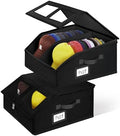 2 Pack Hat Storage for Baseball Caps-Holds Up to 48 Caps, Hat Organizer for Closet Stackable Hat Box with Cardboard, Dustproof Baseball Cap Organizer with 2 Handles for Home Travel (Black, 2Pack) by RZMAYIS