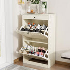 Wooden Shoe Rack with 2 Flip Drawers, Entryway Shoe Storage Cabinet by FTZxHKLX