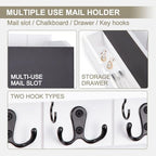 Mail and Key Holder Wall Mount with Storage Drawer & Chalkboard Panel - Image 3