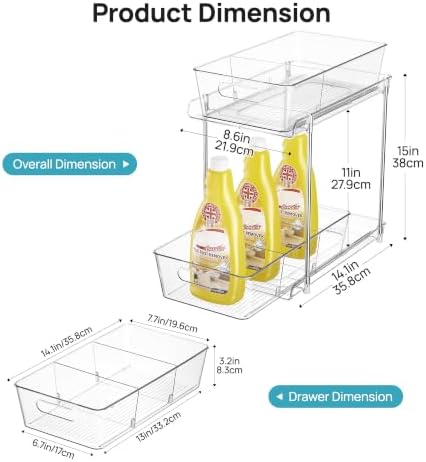Vtopmart 2 Pack Larger Higher Pull Out Bathroom Under Sink Organizer (M-Higher) - Image 2