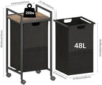 Laundry Hampers,Laundry Basket， Laundry Sorter with Top Shelf & Removable Washable Bags & Side Pockets for Laundry Room organization, Bathroom and Dorm, Rustic Brown and Black - Image 2