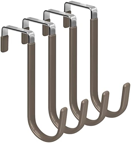 FYY Over the Door Hooks, Single-Hanger 4 Pack, Fits Doors 1 3/8" Brown by FYY