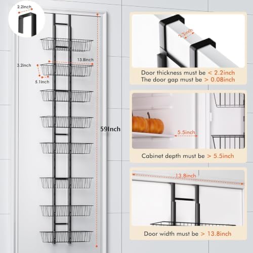 LUXEAR Over the Door Pantry Organizer Adjustable, 8 Tiers - Image 3