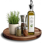 10" Acacia Wood Lazy Susan Turntable Countertop Organizer for Kitchen by BLESWIN
