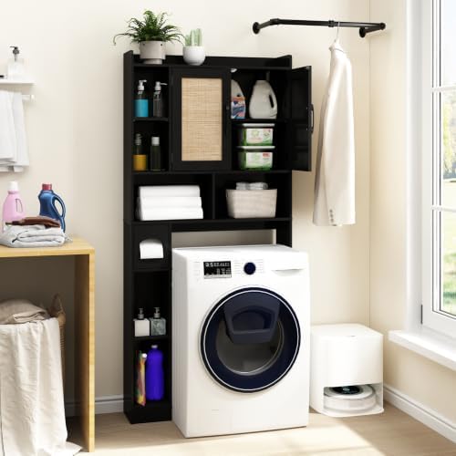 RUSTOWN Rattan Over The Toilet Storage Cabinet, Bathroom Storage Cabinet - Image 3