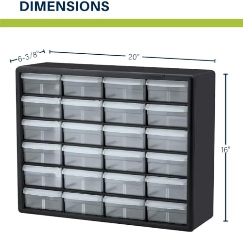 Akro-Mils 24-Drawer Plastic Drawer Storage Cabinet for Garage Organization, Bead Organizer, Building Bricks Storage, Teacher Toolbox, Makeup Organizer, 20-Inch W x 6-Inch D x 16-Inch H, 10124 White - Image 3