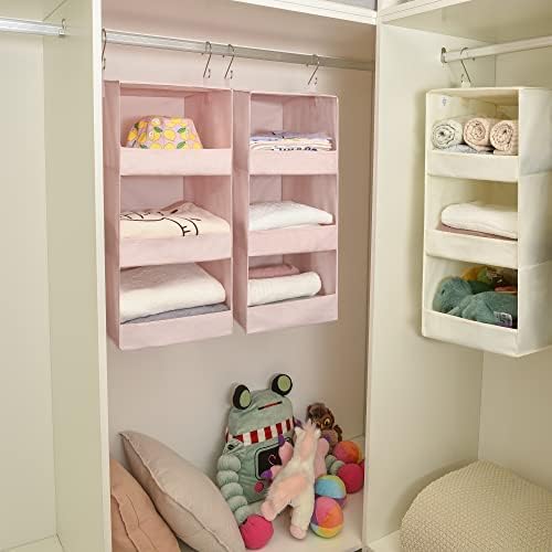 GRANNY SAYS 3-Shelf Hanging Closet Organizer, Foldable Storage, Pink | 33 lb Capacity, No-Sag Support, Keeps Clothes Neat, Folds Flat, Fits RV, Dorm & Small Closets, 2 Pack - Image 5