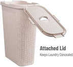 Mind Reader 40L Slim Laundry Hamper with Lid, Narrow Clothes Baskets, Set of 2, Ivory - Image 5