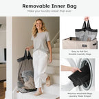 SOLEDI 180L Double Laundry Hamper with Lid and 2 Side Pockets, Dual Hamper - Image 4