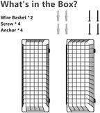 MaraFansie [Extra Large] Wire Basket 2-Pack Hanging Wall Organizer Cabinet Storage Basket Wall Mounted Shelves Rustic Farmhouse Decor for Home Kitchen Bathroom, BLACK - Image 5