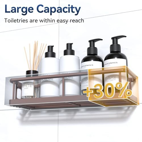 YASONIC Shower Caddy Adhesive, Rustproof Shower Organizer, Large Capacity Shower Shelves for Inside Shower, No Drilling Bathroom Organizers and Storage for Home Decor （2 Pack Bronze） - Image 2
