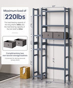 Homde Bamboo Over The Toilet Storage Organizer: Basket and Drawer (Grey) - Image 2