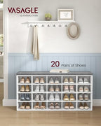 VASAGLE Shoe Bench with Cushion, 20 Compartments, 12 x 47.2 x 24.7 Inches - Image 2